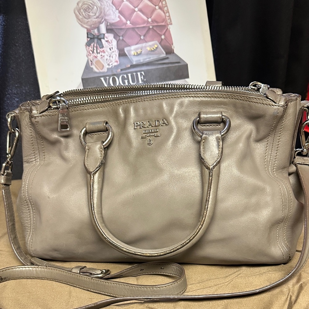 Prada Women's Gray Leather Satchel vintage